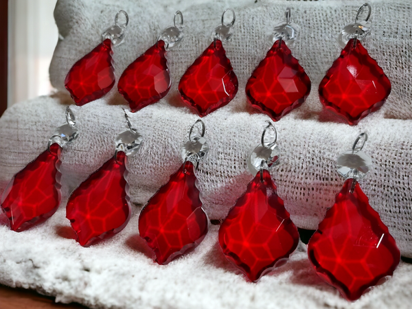 1 Red Cut Glass Leaf 50 mm 2" Chandelier Crystals Drops Beads Droplets Light Lamp Parts 11