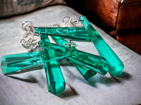 1 Aqua Marine Green Glass Icicles 72 mm 3" UK Chandelier Crystals Drops Beads Droplets Lamp Parts 2