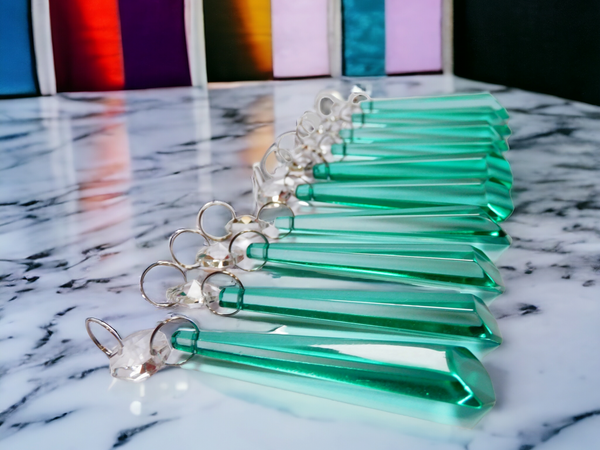1 Aqua Marine Green Glass Icicles 72 mm 3" UK Chandelier Crystals Drops Beads Droplets Lamp Parts 8