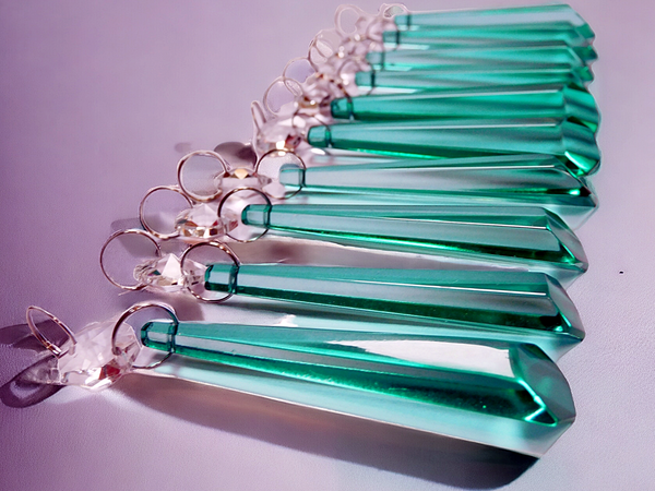 12 Aqua Marine Green Icicles 72 mm 3" UK Chandelier Crystals Drops Beads Droplets Christmas Decorations Turquoise 9