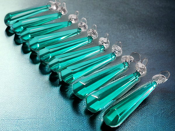 12 Aqua Marine Green Icicles 72 mm 3" UK Chandelier Crystals Drops Beads Droplets Christmas Decorations Turquoise 3