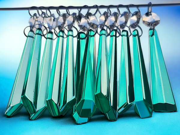 12 Aqua Marine Green Icicles 72 mm 3" UK Chandelier Crystals Drops Beads Droplets Christmas Decorations Turquoise 8