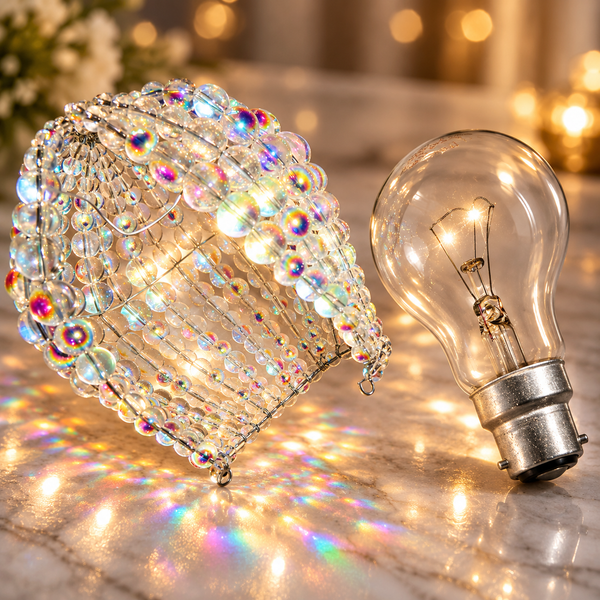 Chandelier Light Newton GLS Bulb Cover Sleeve Aurora Borealis AB Glass Beaded Lampshade Alternative 15