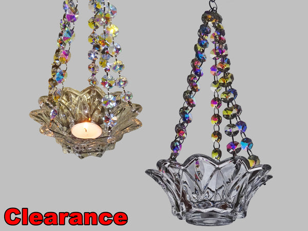 CLEARANCE Aurora Borealis AB Glass Chandelier Tea Light Candle Holder Wedding Event or Garden Feature a