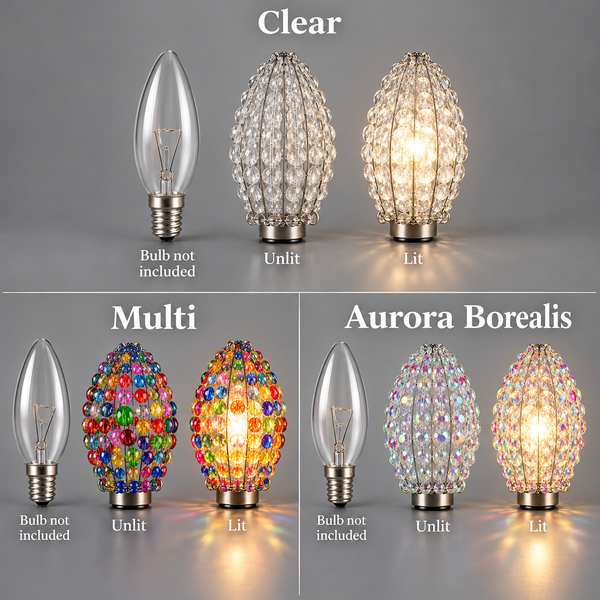 Chandelier Bead Candle Light Bulb Clear Transparent Glass Cover Sleeve Beaded Lampshade Alternative 11