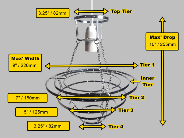 Classic Chrome 4-Tier Chandelier Pendant Frame Make Your Own Unique Light 9" x 10" 2