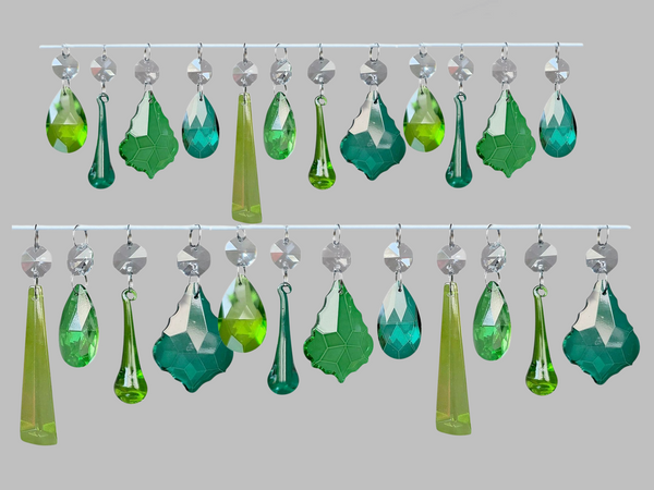 24 Sage Emerald Peacock Green Set Chandelier Drops Cut Glass UK Crystals Christmas Tree Wedding Beads 4