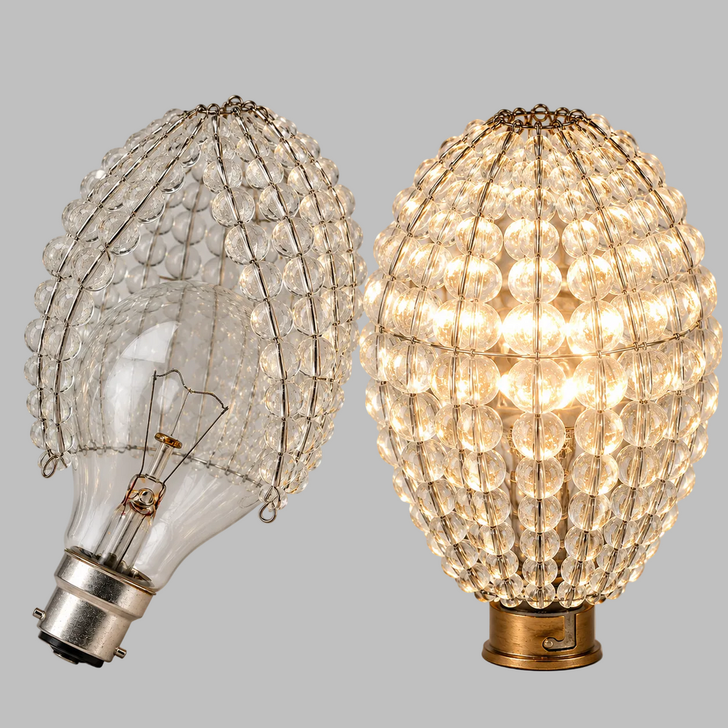 Chandelier Bead Light Bulb Newton Shape GLS Clear Glass Cover Sleeve Lampshade Alternative Beaded 1