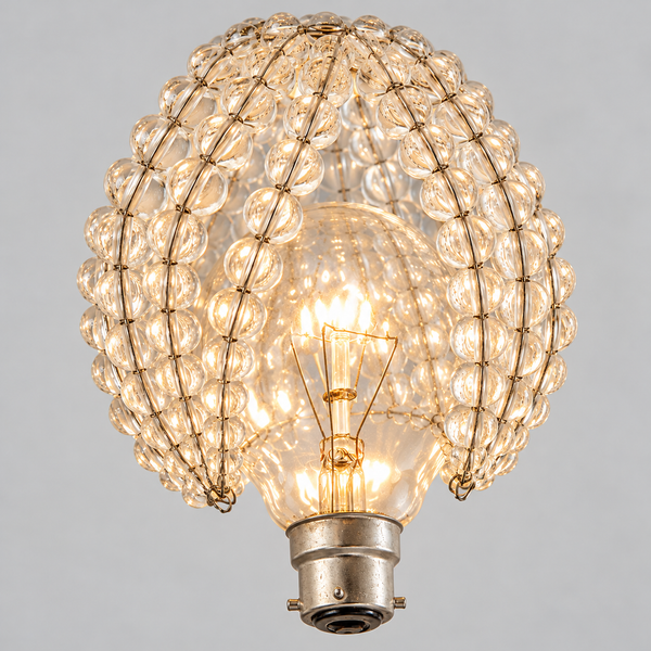 Chandelier Bead Light Bulb Newton Shape GLS Clear Glass Cover Sleeve Lampshade Alternative Beaded 5