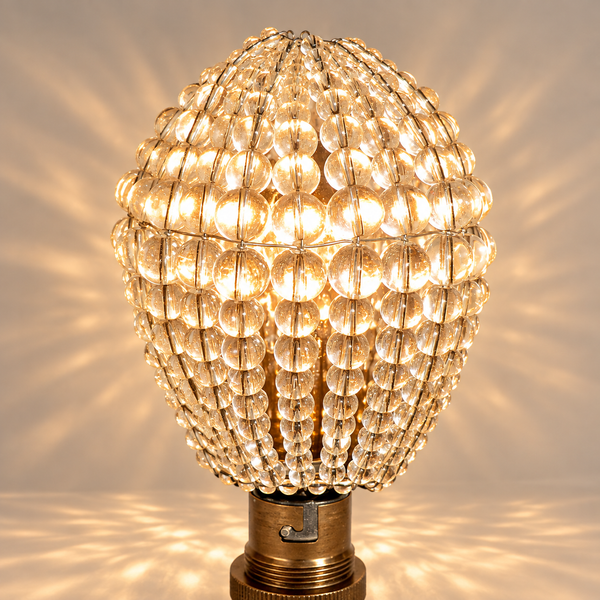 Chandelier Bead Light Bulb Newton Shape GLS Clear Glass Cover Sleeve Lampshade Alternative Beaded 11