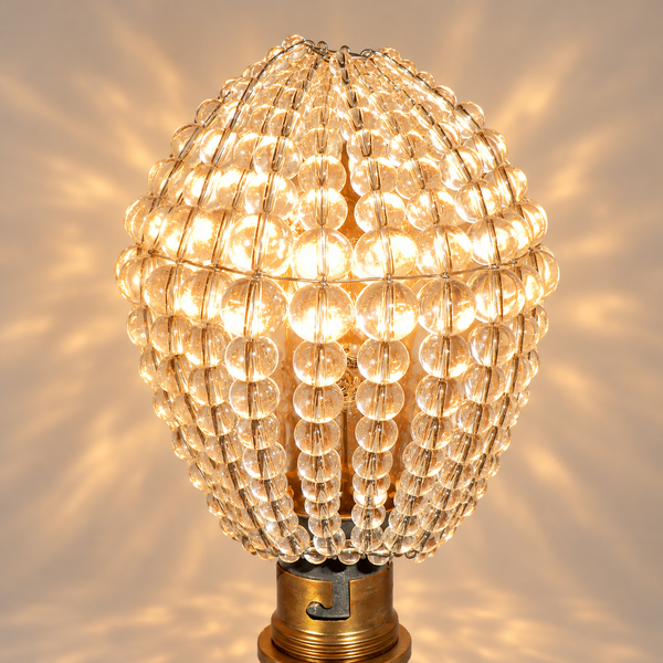 Chandelier Bead Light Bulb Newton Shape GLS Clear Glass Cover Sleeve Lampshade Alternative Beaded 9