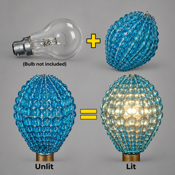 Clearance Flawed Chandelier Bead Light Bulb GLS Teal Blue Glass Cover Sleeve Lampshade Alternative Beaded 2