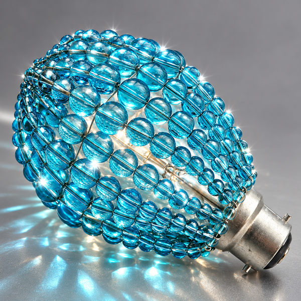 Clearance Flawed Chandelier Bead Light Bulb GLS Teal Blue Glass Cover Sleeve Lampshade Alternative Beaded 5