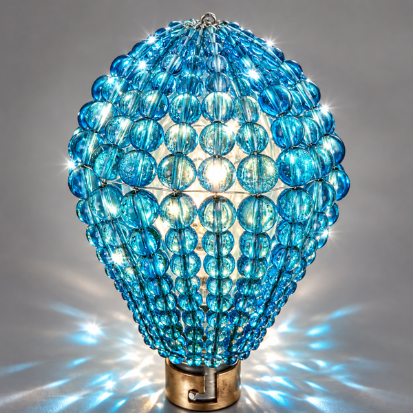 Clearance Flawed Chandelier Bead Light Bulb GLS Teal Blue Glass Cover Sleeve Lampshade Alternative Beaded 7