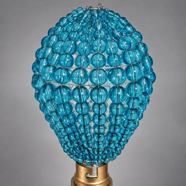 Clearance Flawed Chandelier Bead Light Bulb GLS Teal Blue Glass Cover Sleeve Lampshade Alternative Beaded 6