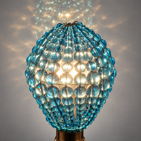 Clearance Flawed Chandelier Bead Light Bulb GLS Teal Blue Glass Cover Sleeve Lampshade Alternative Beaded 11
