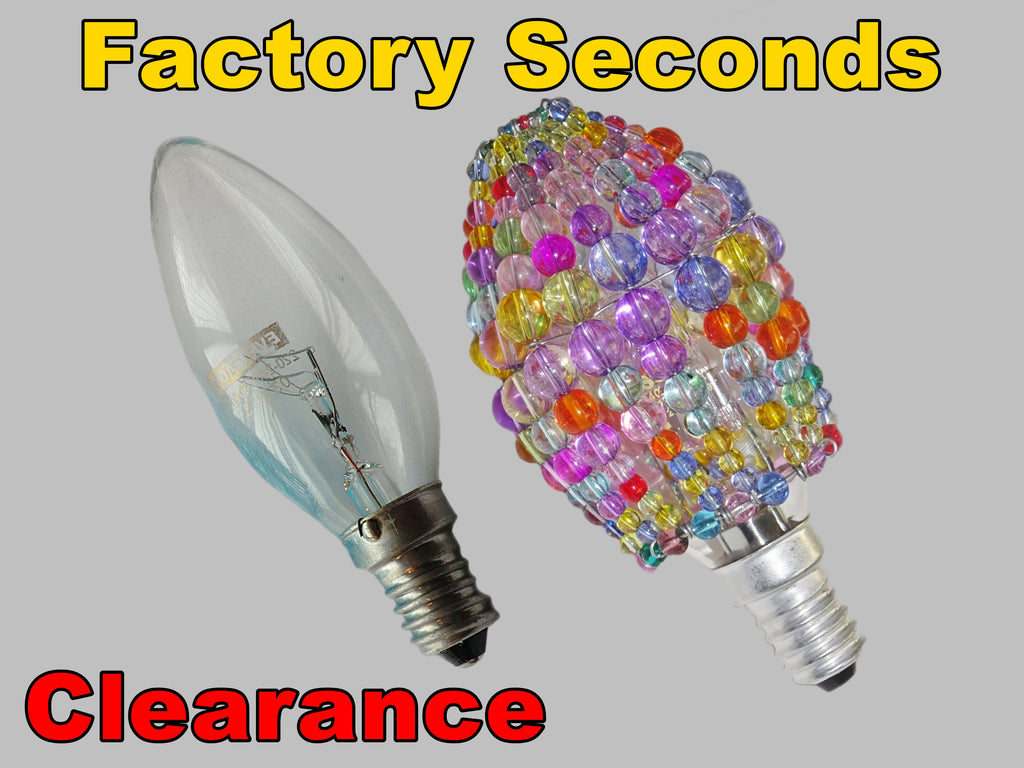 CLEARANCE FLAWED Chandelier Bead Candle Light Bulb Multi Colour Pastel Glass Cover Sleeve Beaded