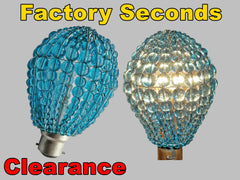 CLEARANCE FLAWED Chandelier Bead Light Bulb GLS Teal Blue Glass Cover Sleeve Lampshade Alternative Beaded