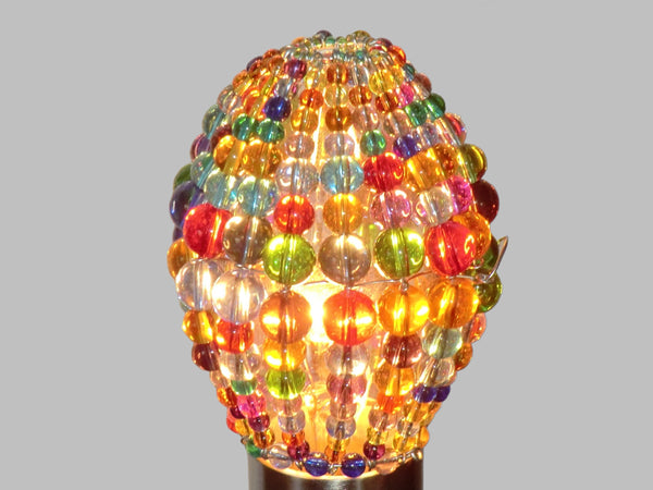 Chandelier Bead Candle Light Bulb Multi Colour Rainbow Glass Cover Sleeve Beaded