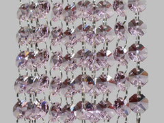 12 Strands Soft Pink 14mm Octagon Chandelier Drops Glass Crystals 2.4m Garland Beads Droplets