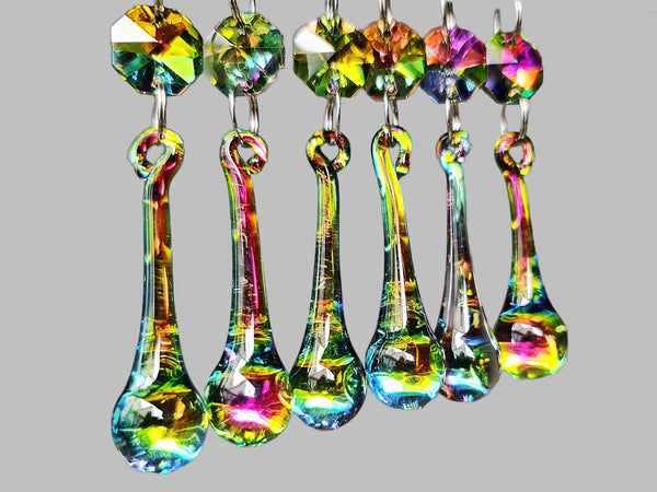 1 Vitrail AB Iridescent & Silver Cut Glass Orb 53 mm 2" Chandelier Crystals Drops Beads Droplets 26