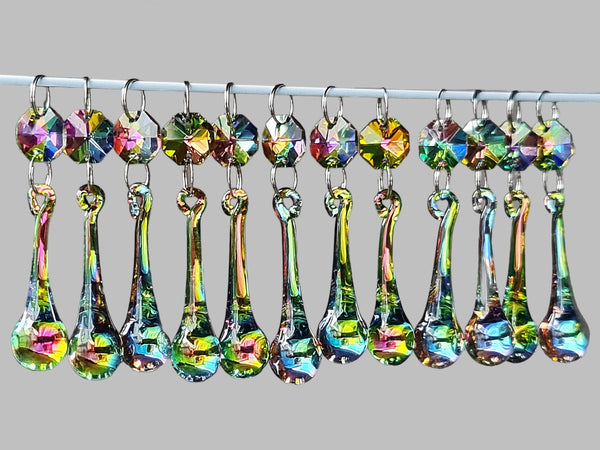 12 Vitrail AB Iridescent & Silver Cut Glass Orb 53 mm 2" Chandelier Crystals Drops Beads Droplets 5