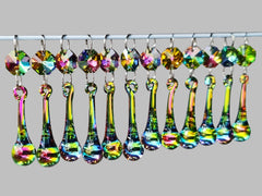 12 Vitrail AB Iridescent & Silver Cut Glass Orb 53 mm 2" Chandelier UK Crystals Drops Beads Droplets