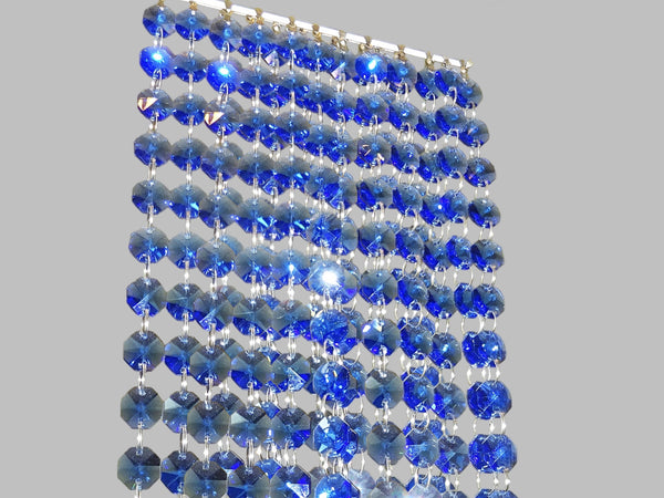 12 Strands Blue 14mm Octagon Chandelier Drops Glass Crystals 2.4m Garland Beads Droplets 11