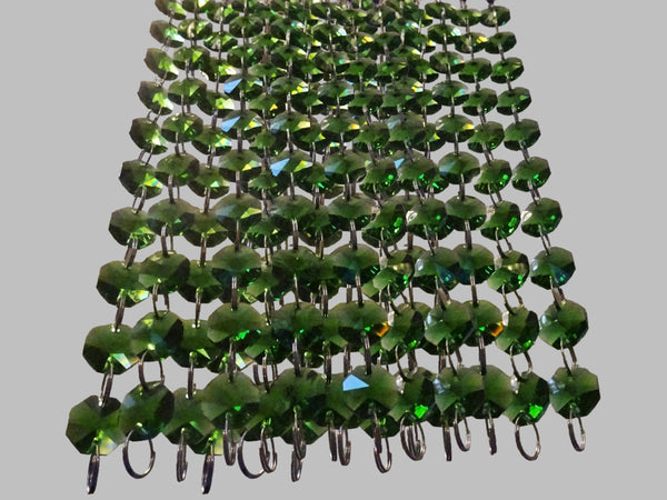 12 Strands Green 14mm Octagon Chandelier Drops Glass Crystals 2.4m Garland Beads Droplets 1