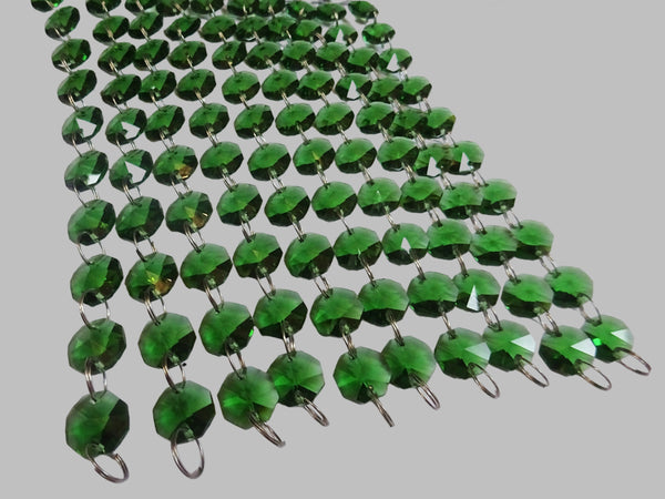 12 Strands Green 14mm Octagon Chandelier Drops Glass Crystals 2.4m Garland Beads Droplets 11