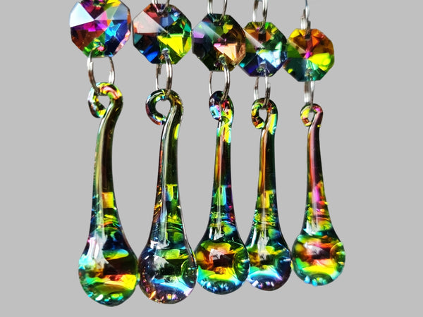 1 Vitrail AB Iridescent & Silver Cut Glass Orb 53 mm 2" Chandelier Crystals Drops Beads Droplets 22