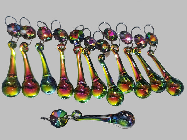 12 Vitrail AB Iridescent & Silver Cut Glass Orb 53 mm 2" Chandelier Crystals Drops Beads Droplets 4