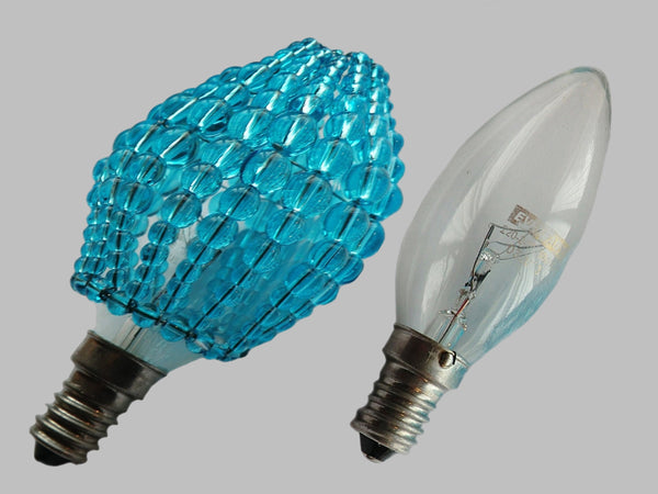 CLEARANCE FLAWED Chandelier Bead Light Candle Bulb Turquoise Teal Glass Cover Sleeve Lampshade Alternative Beaded