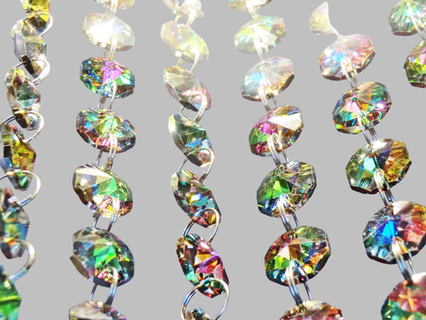 1 Strand 14mm Vitrail AB Iridescent Octagon Chandelier Drops Cut Glass Crystals Garlands Beads Droplets 4