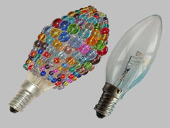 Chandelier Bead Candle Light Bulb Multi Colour Rainbow Glass Cover Sleeve Beaded