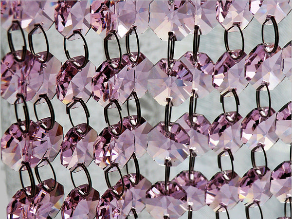 12 Strands Soft Pink 14mm Octagon Chandelier Drops Glass Crystals 2.4m Garland Beads Droplets 5