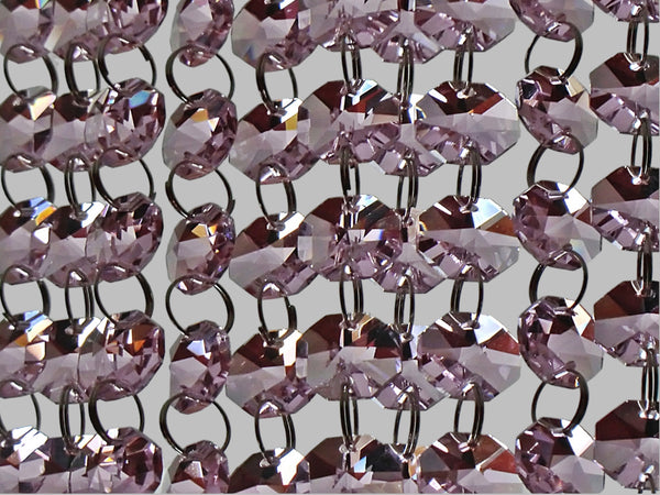 12 Strands Soft Pink 14mm Octagon Chandelier Drops Glass Crystals 2.4m Garland Beads Droplets 6