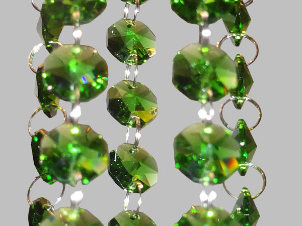 1 Strand 14 mm Emerald Green Octagon Chandelier Drops Cut Glass Crystals Garlands Beads Droplets Parts 3
