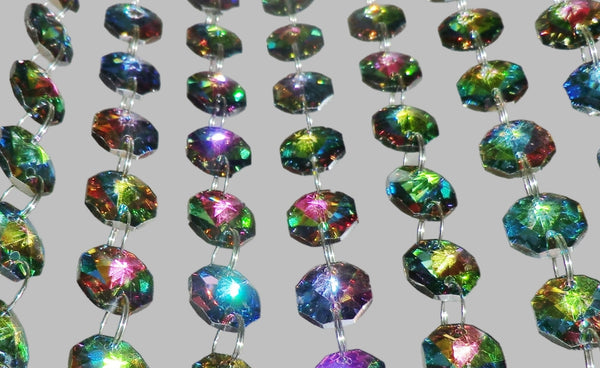 1 Strand 14mm Vitrail AB Iridescent Octagon Chandelier Drops Cut Glass Crystals Garlands Beads Droplets 5
