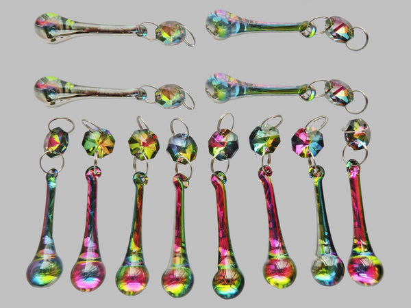 12 Vitrail AB Iridescent & Silver Cut Glass Orb 53 mm 2" Chandelier Crystals Drops Beads Droplets 6