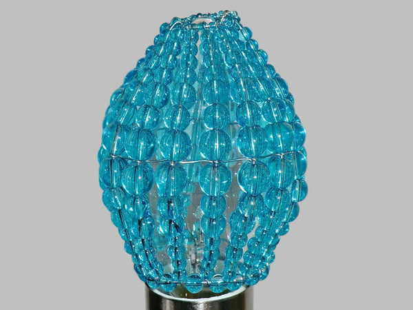 CLEARANCE FLAWED Chandelier Bead Light Candle Bulb Turquoise Teal Glass Cover Sleeve Lampshade Alternative Beaded