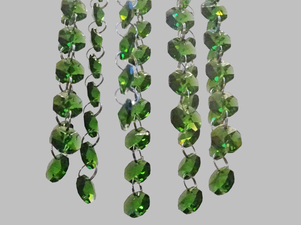 1 Strand 14 mm Emerald Green Octagon Chandelier Drops Cut Glass Crystals Garlands Beads Droplets Parts 6