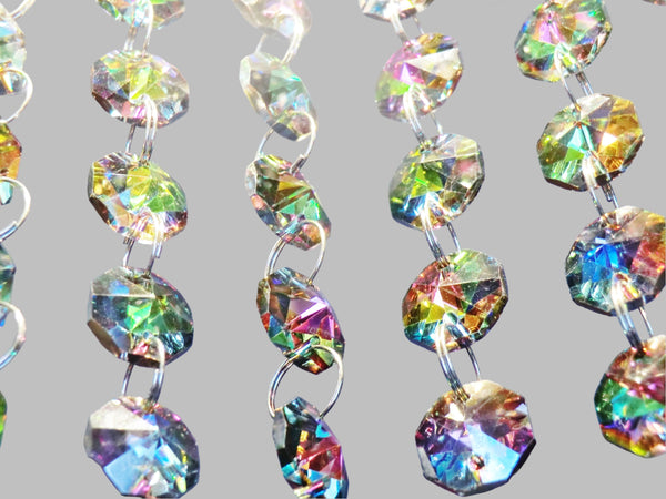 1 Strand 14mm Vitrail AB Iridescent Octagon Chandelier Drops Cut Glass Crystals Garlands Beads Droplets 7