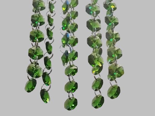 1 Strand 14 mm Emerald Green Octagon Chandelier Drops Cut Glass Crystals Garlands Beads Droplets Parts 11