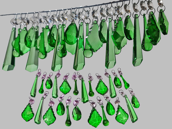 24 Emerald Green Chandelier Drops Cut Glass Crystals Beads Droplets Sun Catcher Wedding Decorations 1