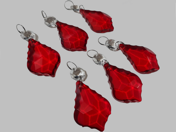 1 Red Cut Glass Leaf 50 mm 2" Chandelier Crystals Drops Beads Droplets Light Lamp Parts 8
