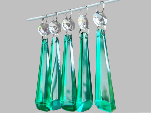 1 Aqua Marine Green Glass Icicles 72 mm 3" UK Chandelier Crystals Drops Beads Droplets Lamp Parts 3