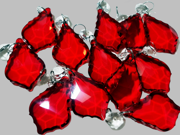12 Red Leaf 50 mm 2" Chandelier Crystals Drops Beads Droplets Christmas Wedding Decorations 3