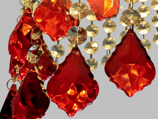 1 Red Cut Glass Leaf 50 mm 2" Chandelier Crystals Drops Beads Droplets Light Lamp Parts 5