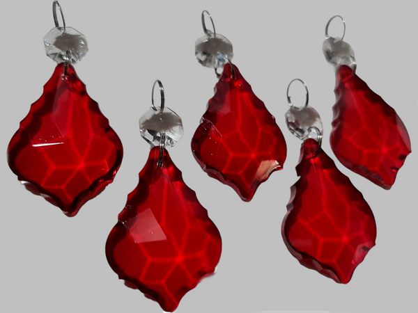 1 Red Cut Glass Leaf 50 mm 2" Chandelier Crystals Drops Beads Droplets Light Lamp Parts 6